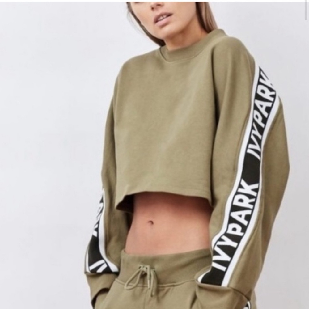 IVY PARK Logo Tape Cropped Sweatshirt in Olive - Picture 5 of 6